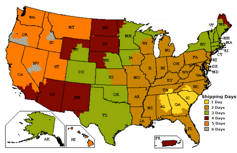 Shipping Days Map